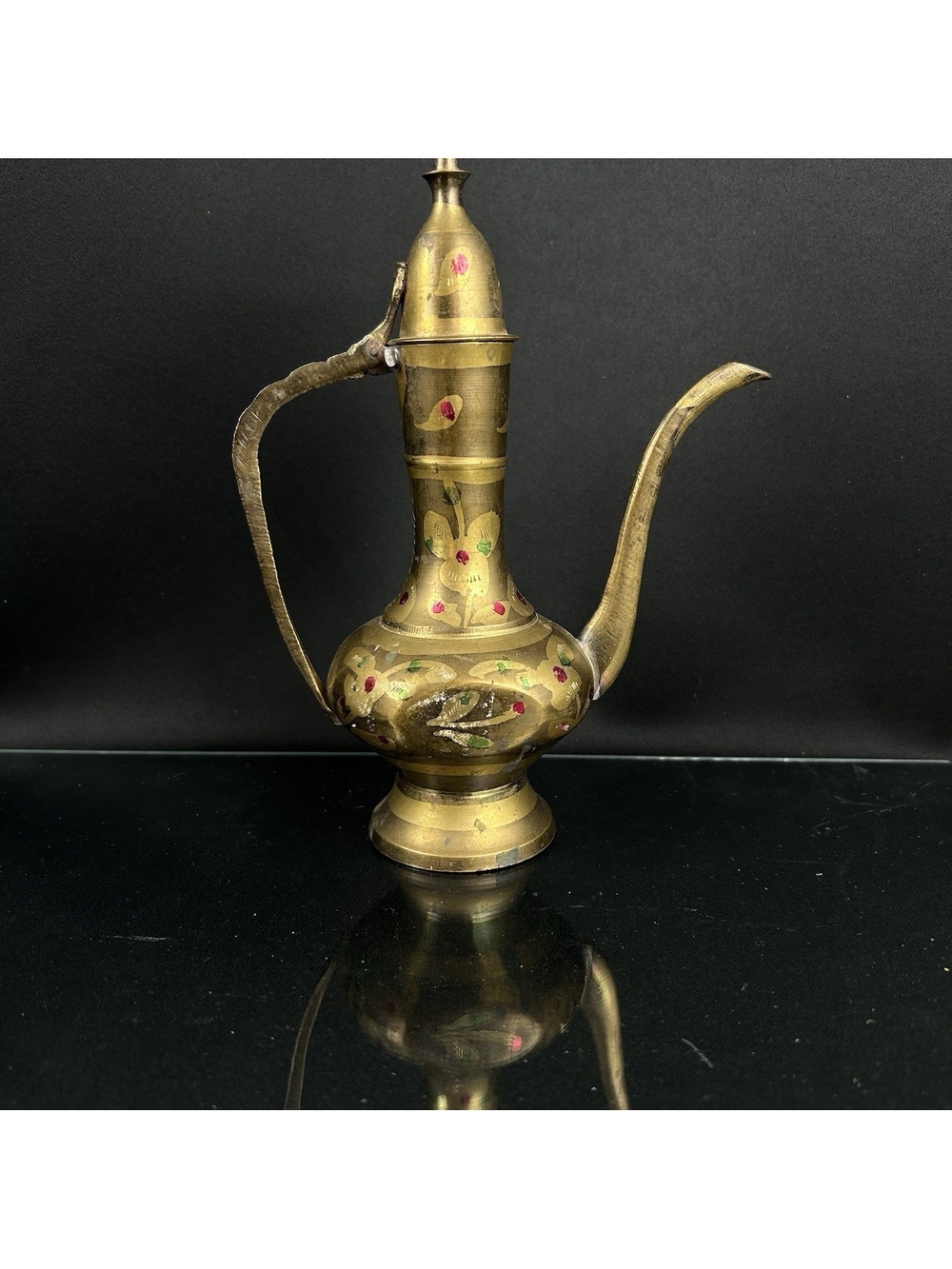 Vintage Brass Tea/Coffee Pot 7.5" Middle East/India Aftaba Ewer or Surahi Dallah